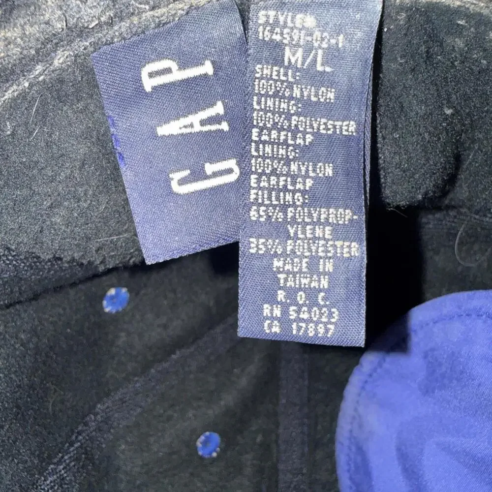VINTAGE Gap Nylon‎ Blue Gorpcore Y2K 90s Lined Trapper Ear Warm Baseball Hat M/L